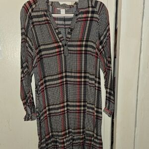 H&M Plaid Midi Dress - Red, Black, White